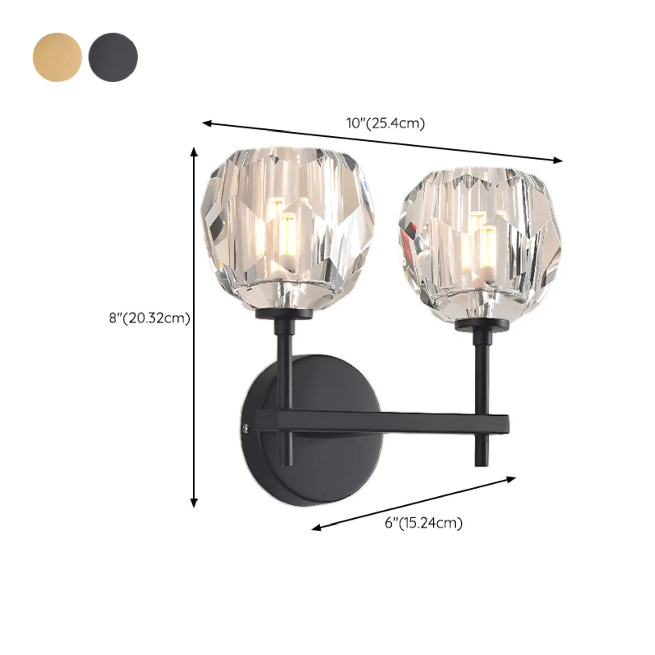 Modern Crystal Globe Wall Light with Black Fixture Image - 14 | homeyfad