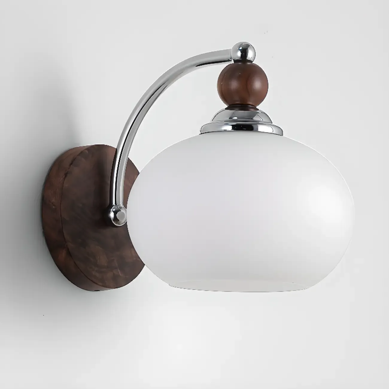  Milk Glass Drum Down Wall Sconce with Lumber and Metal Fixture Image - 4
