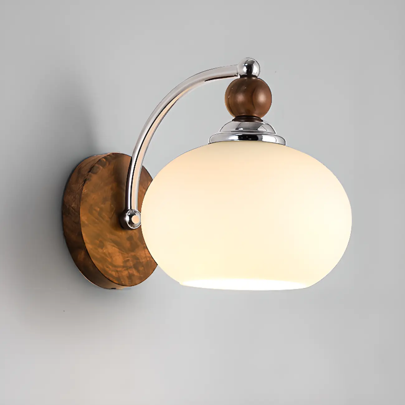  Milk Glass Drum Down Wall Sconce with Lumber and Metal Fixture Image - 6 | homeyfad