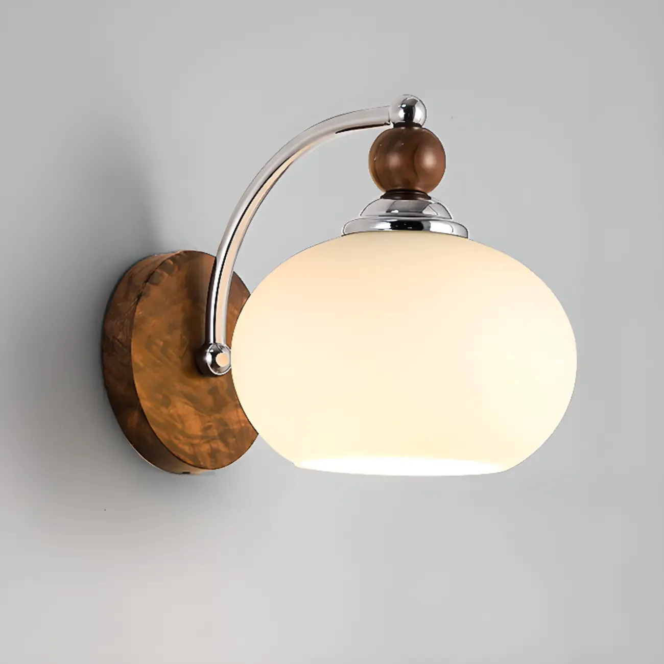  Milk Glass Drum Down Wall Sconce with Lumber and Metal Fixture Image - 6