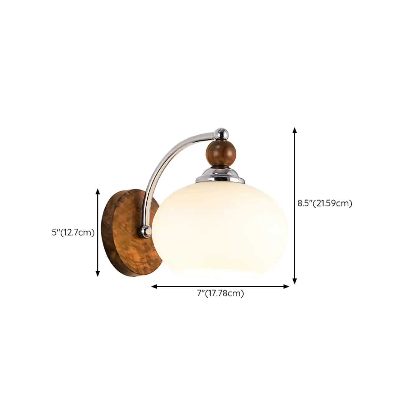  Milk Glass Drum Down Wall Sconce with Lumber and Metal Fixture #size