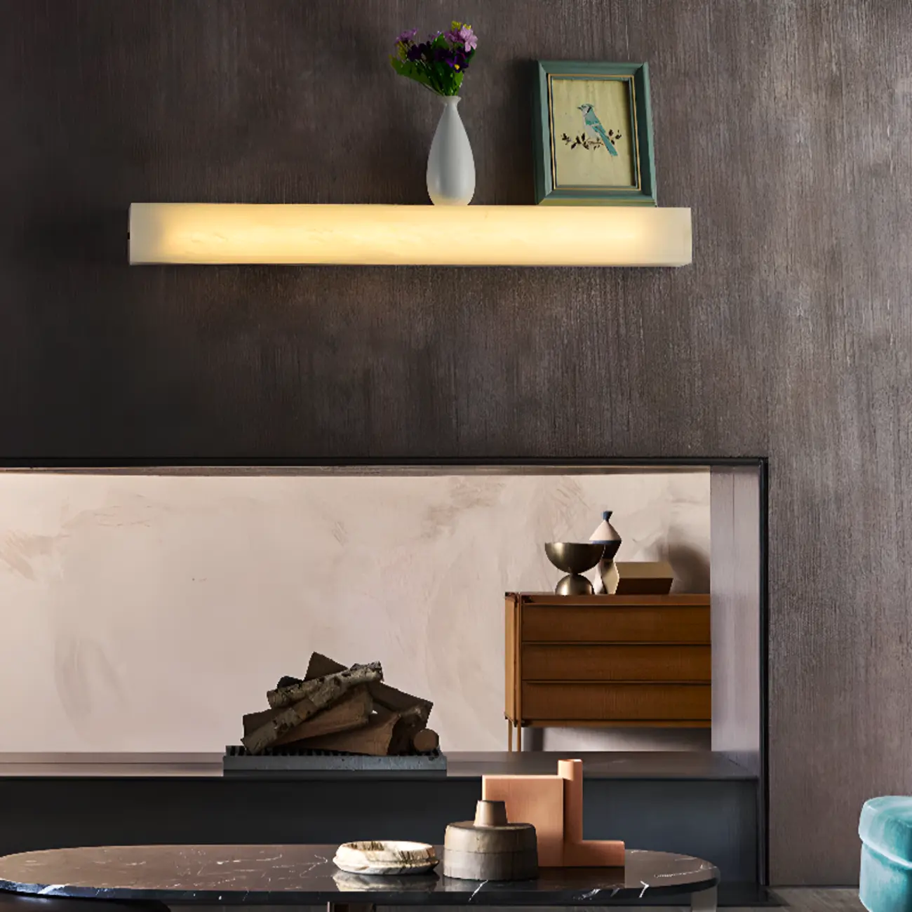 Rectangular Warm Glow Resin Kitchen Island Pendant Light Image - 3 | homeyfad