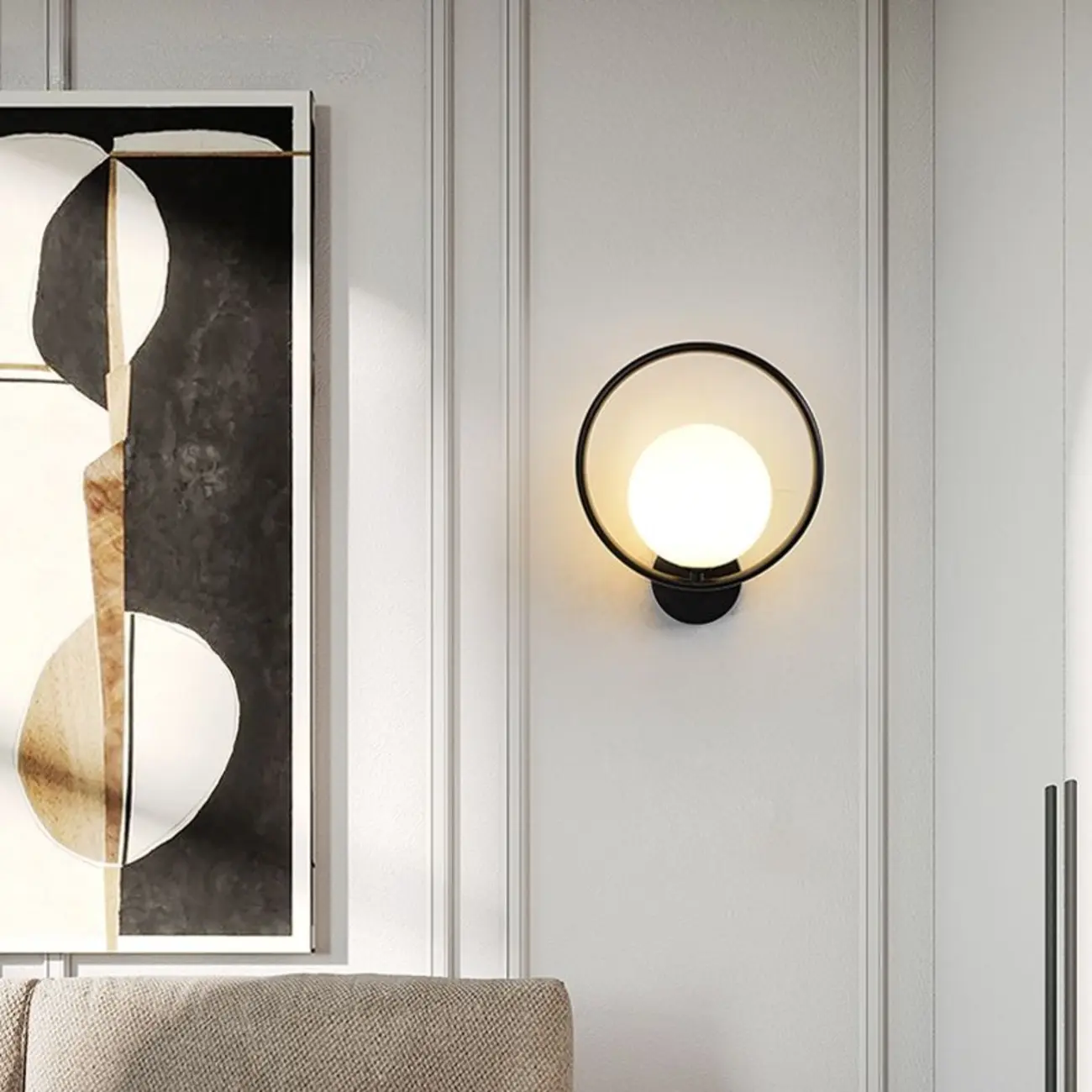 Modern Minimalist Globe Wall Sconce with Circular Ring | homeyfad