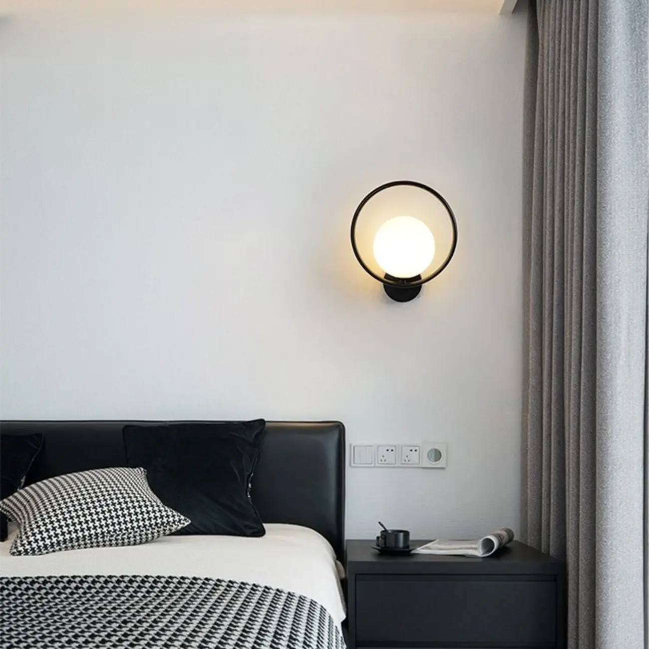 Modern Minimalist Globe Wall Sconce with Circular Ring | homeyfad