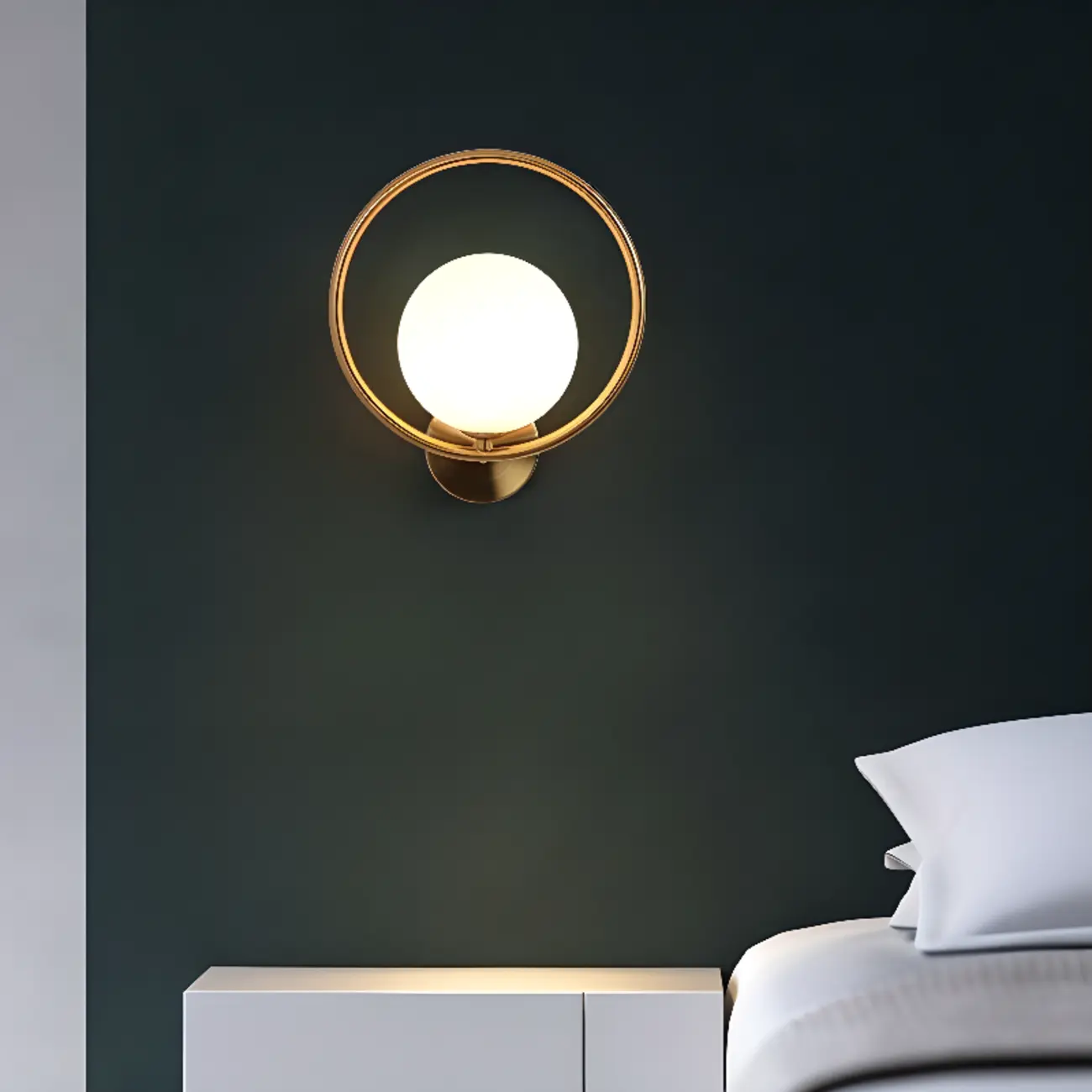 Modern Minimalist Globe Wall Sconce with Circular Ring | homeyfad