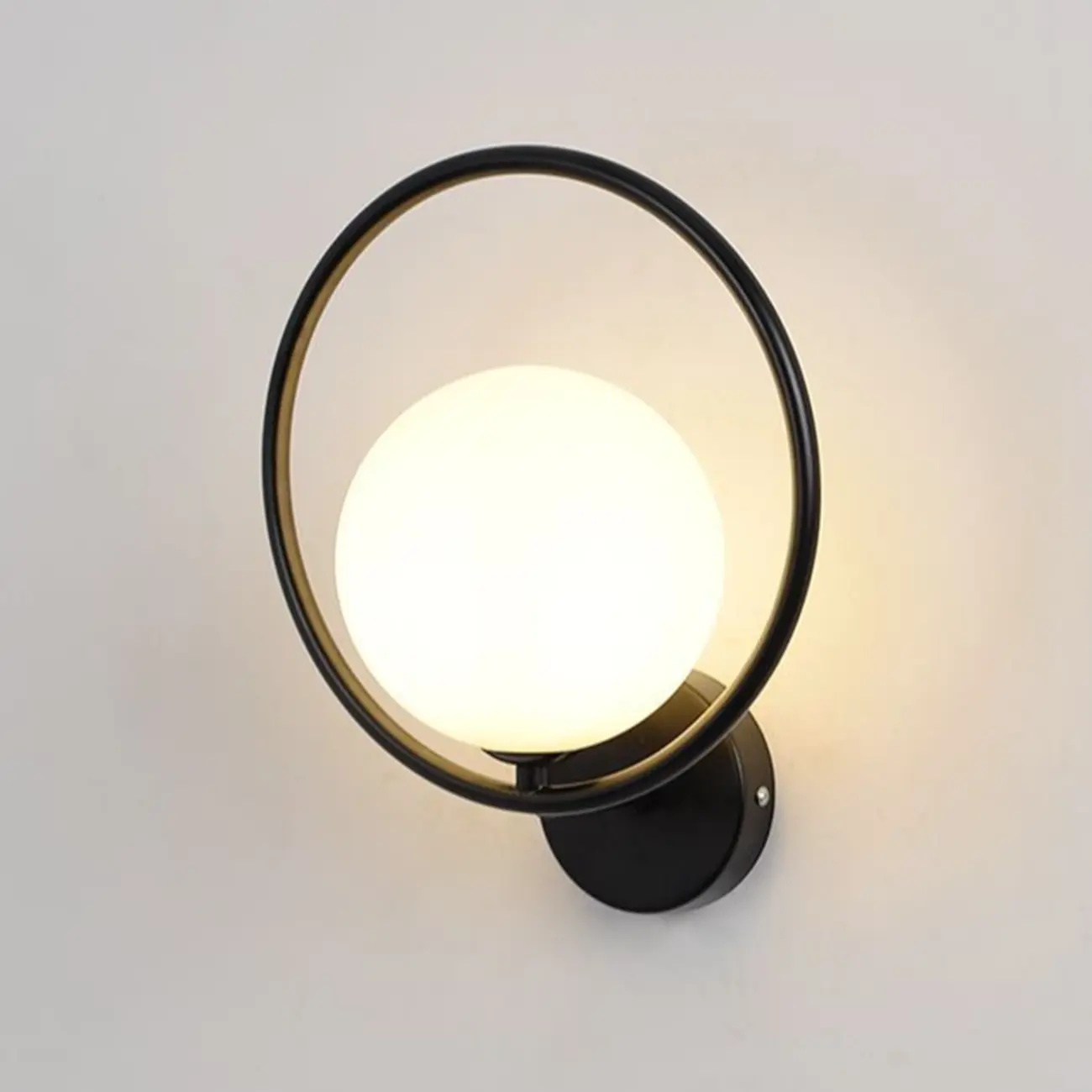 Modern Minimalist Globe Wall Sconce with Circular Ring | homeyfad
