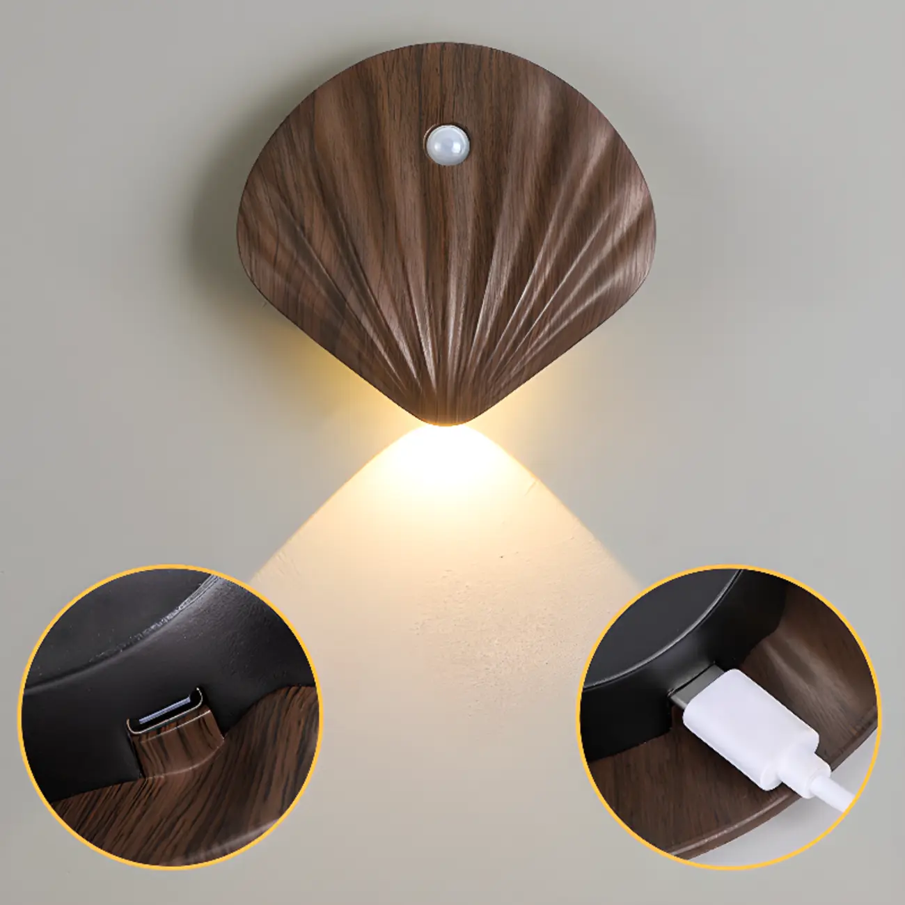 Minimalist Shell-Shape Rechargeable LED Wall Sconce Image - 14 | homeyfad