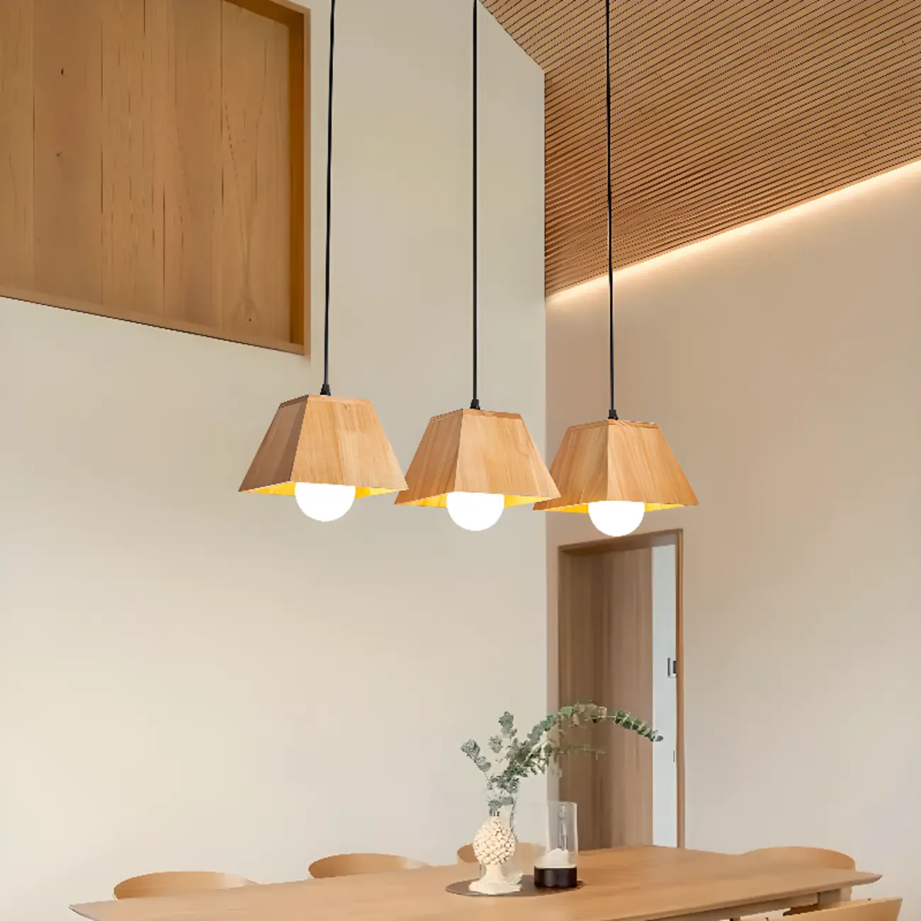 3-Light Modern Wood Island Pendant Light for Kitchen Image - 4 | homeyfad
