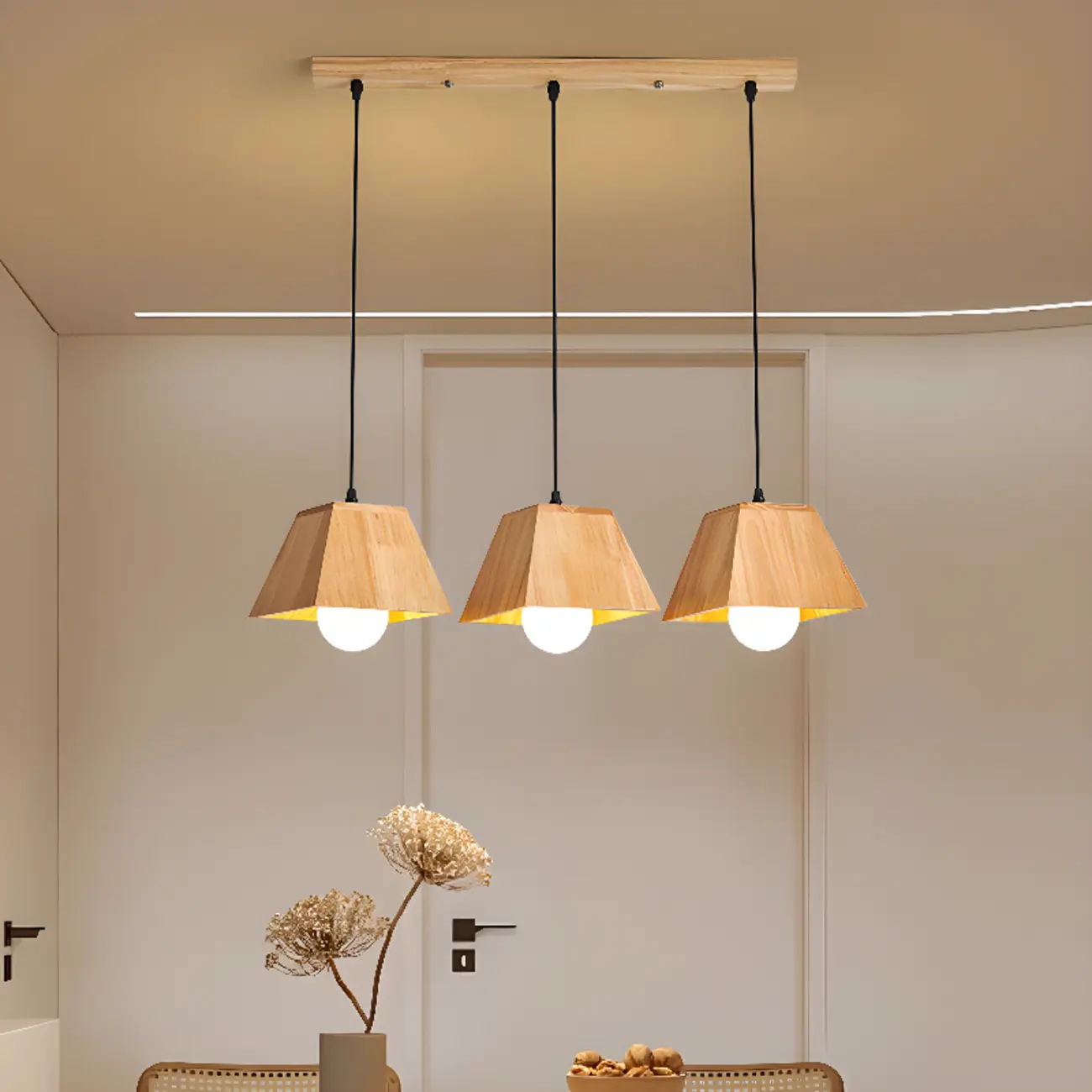 3-Light Modern Wood Island Pendant Light for Kitchen Image - 1 | homeyfad