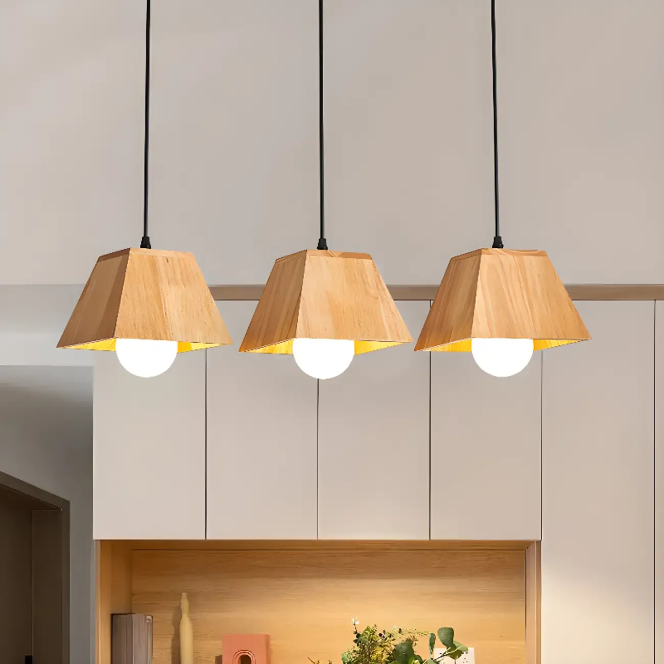 3-Light Modern Wood Island Pendant Light for Kitchen Image - 5