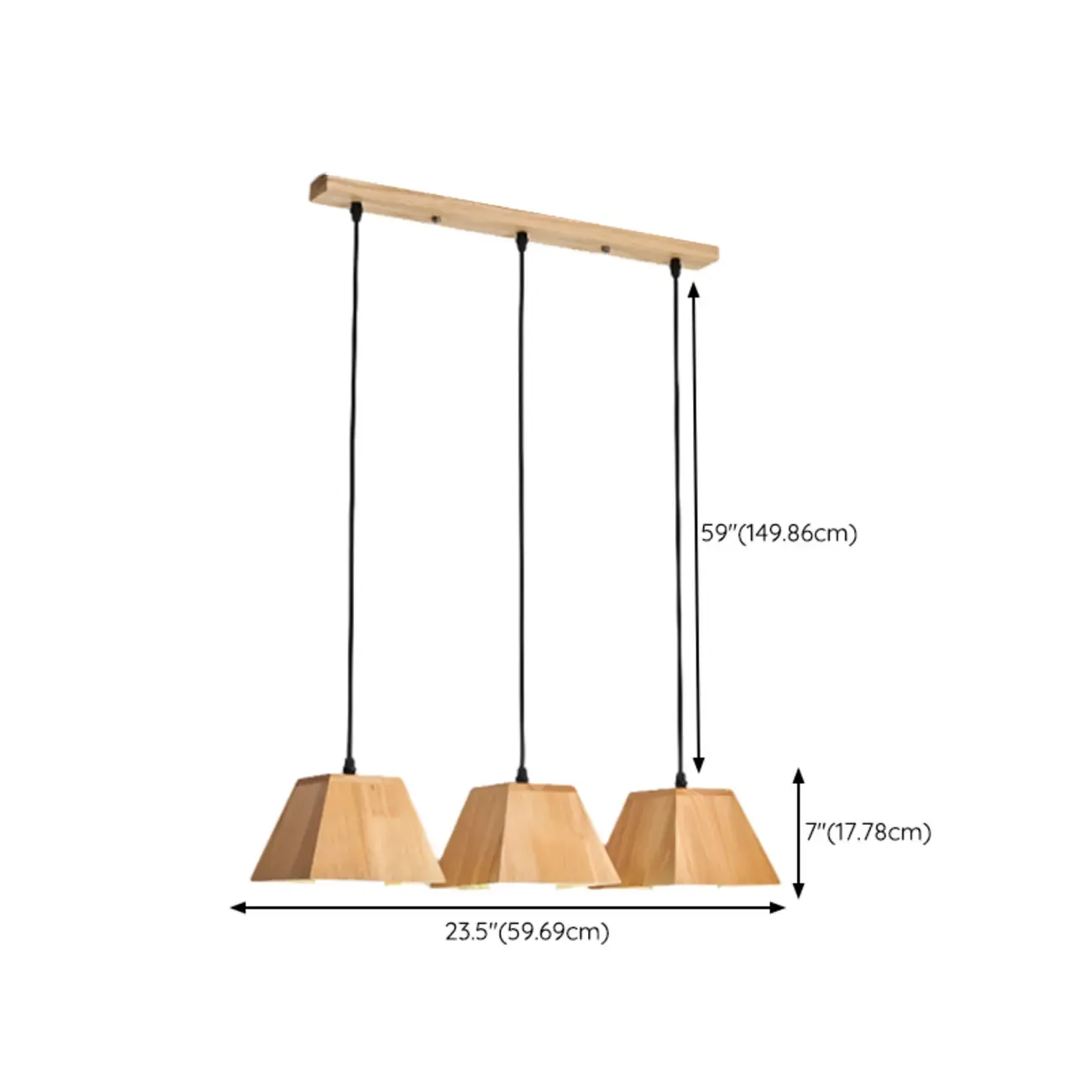 3-Light Modern Wood Island Pendant Light for Kitchen #size