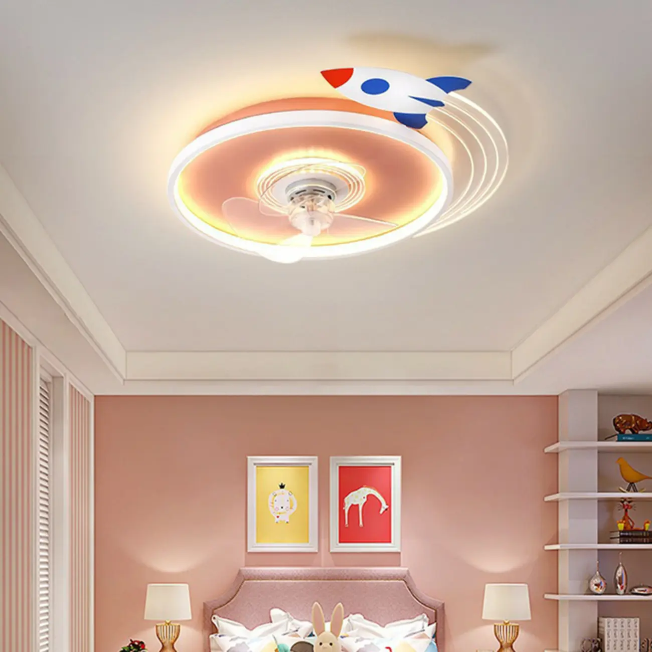Kids Room Elegant Rocket Ceiling Fan with LED Light Image - 1 | homeyfad