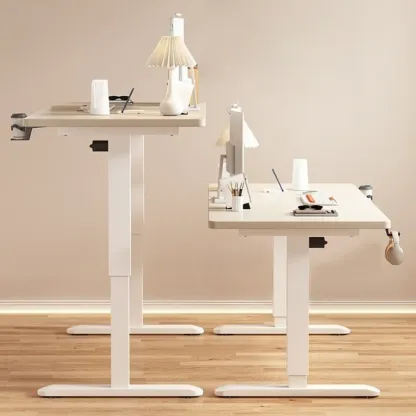 Industrial Walnut Wooden Adjustable Standing Office Desk Image - 8