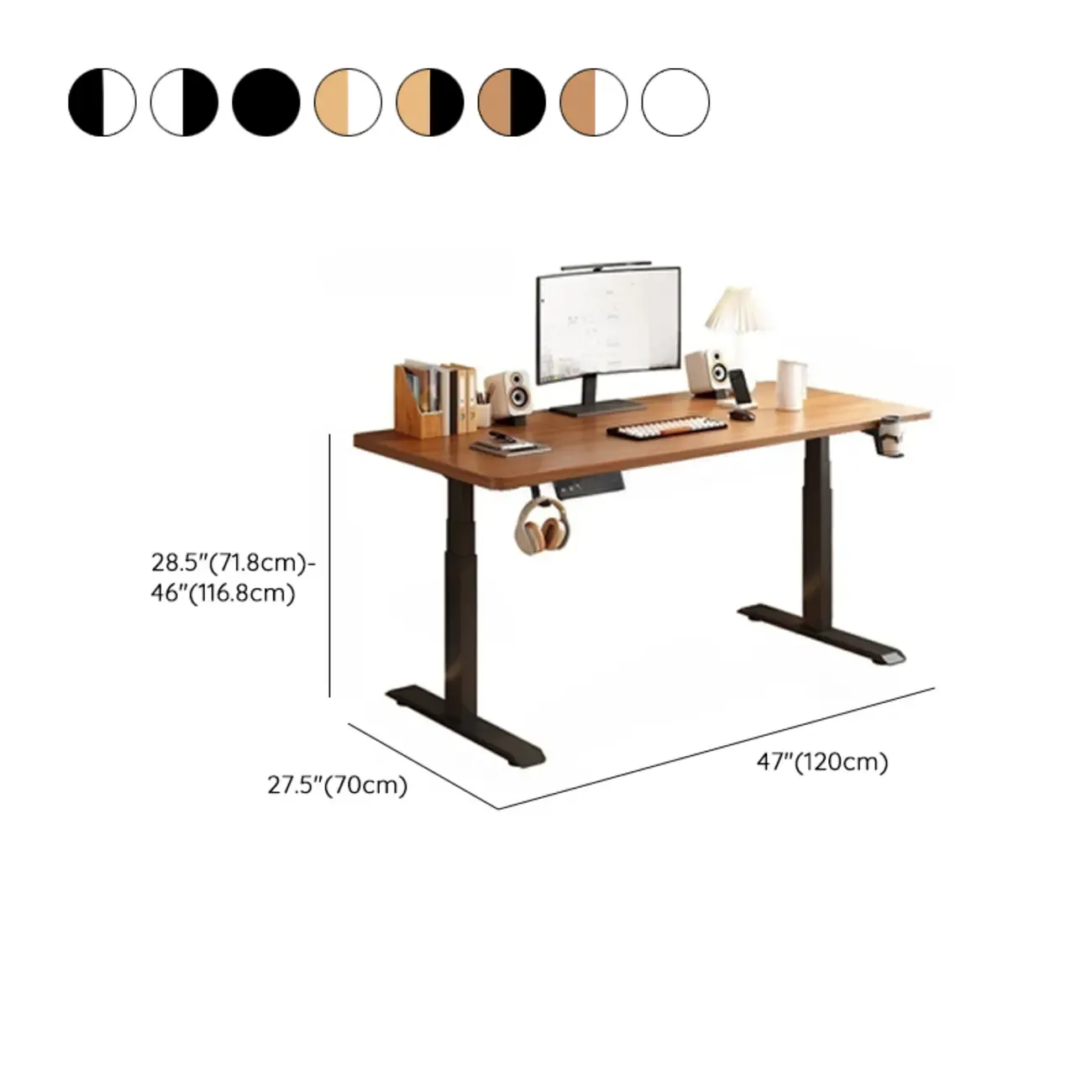 Industrial Walnut Wooden Adjustable Standing Office Desk Image - 21