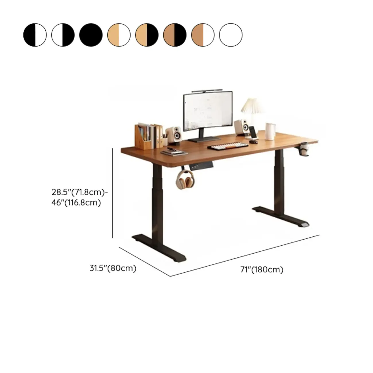 Industrial Walnut Wooden Adjustable Standing Office Desk Image - 26