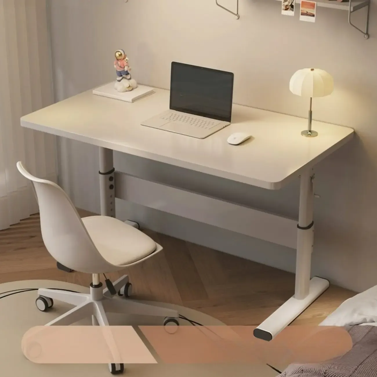 Nordic White Adjustable Wood Standing Desk for Home Office Image - 1