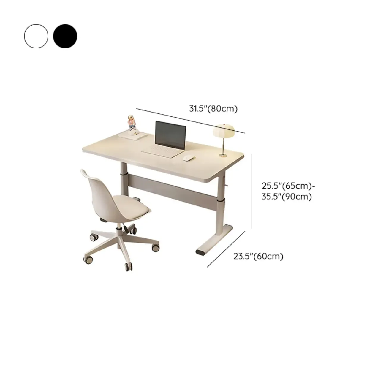 Nordic White Adjustable Wood Standing Desk for Home Office #size