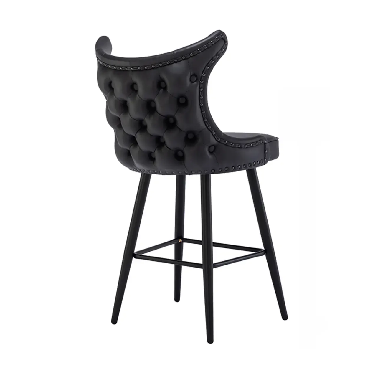 Tufted Four Legs Leather Wingback Counter Bar Stools Image - 3