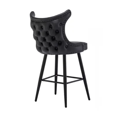Tufted Four Legs Leather Wingback Counter Bar Stools Image - 3