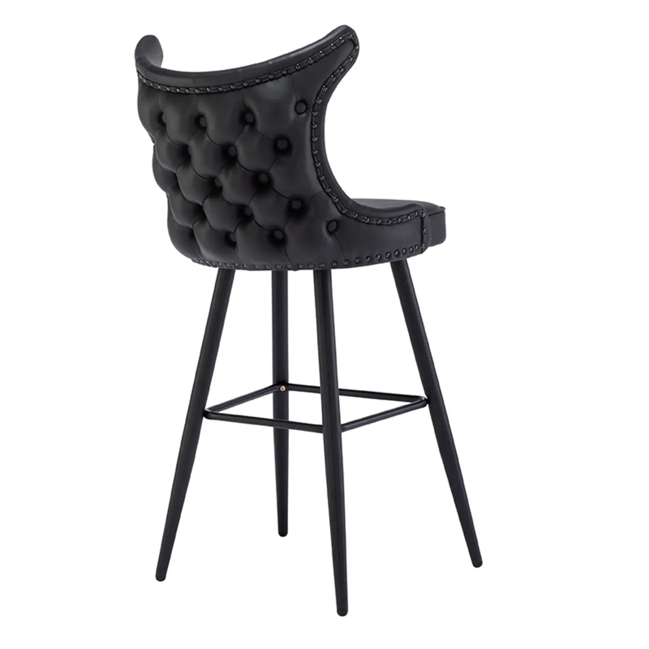 Tufted Four Legs Leather Wingback Counter Bar Stools Image - 4 | homeyfad