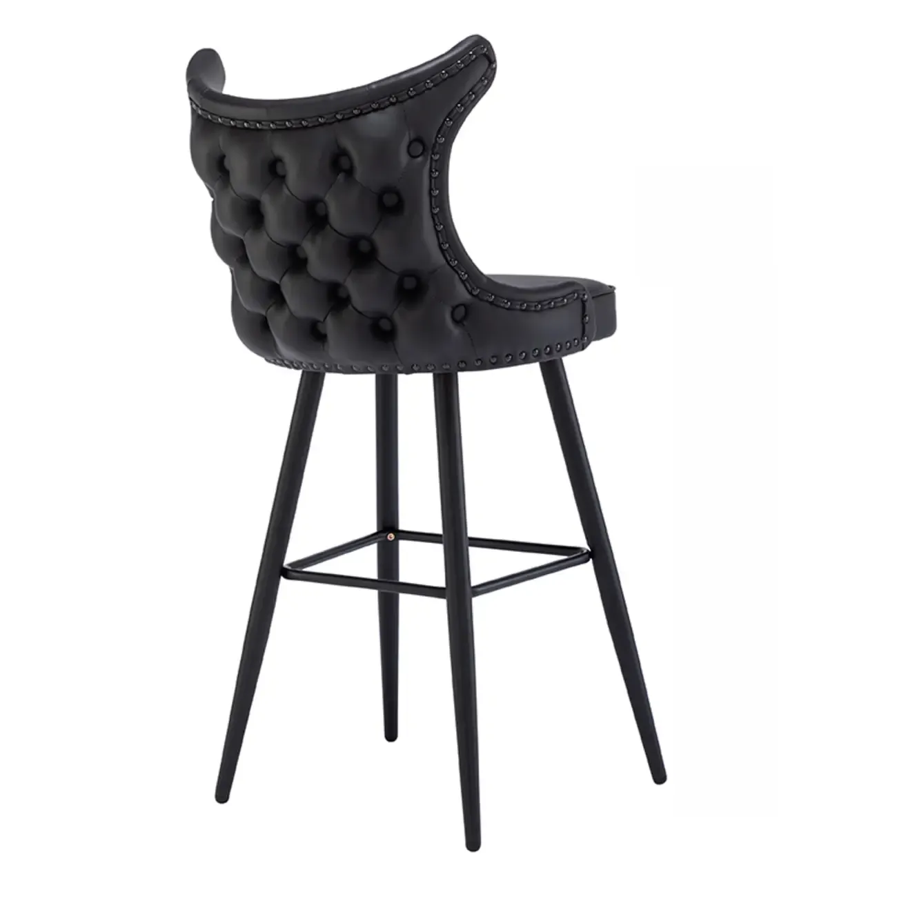 Tufted Four Legs Leather Wingback Counter Bar Stools Image - 4