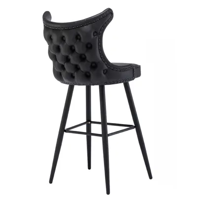 Tufted Four Legs Leather Wingback Counter Bar Stools Image - 4