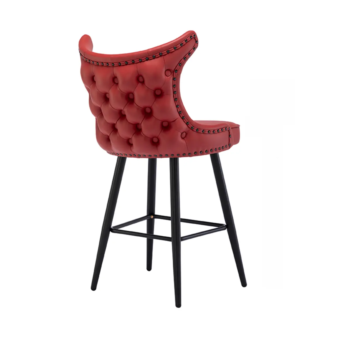 Tufted Four Legs Leather Wingback Counter Bar Stools Image - 7 | homeyfad
