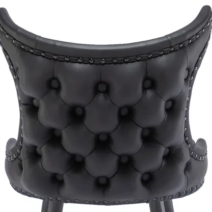 Tufted Four Legs Leather Wingback Counter Bar Stools Image - 15