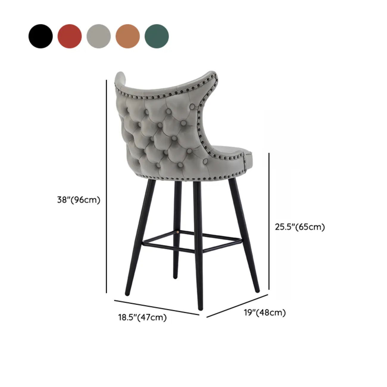 Tufted Four Legs Leather Wingback Counter Bar Stools #size | homeyfad