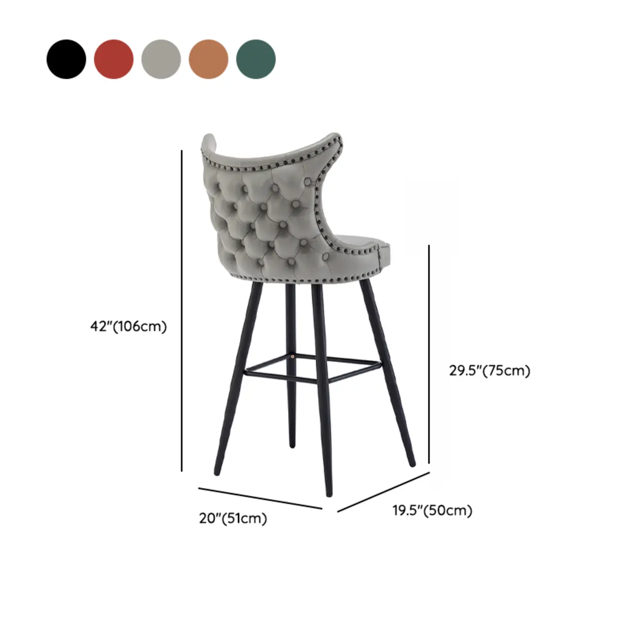 Tufted Four Legs Leather Wingback Counter Bar Stools Image - 20 | homeyfad