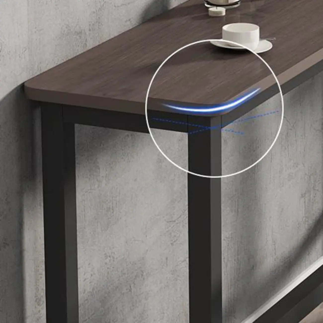 Simple Metal Leg Wooden Fixed Top Bar Table in Brown for Pub Image - 4 | homeyfad