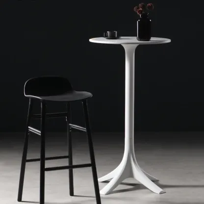 White Round Acrylic Tall Bistro Table Pedestal Base Image - 4