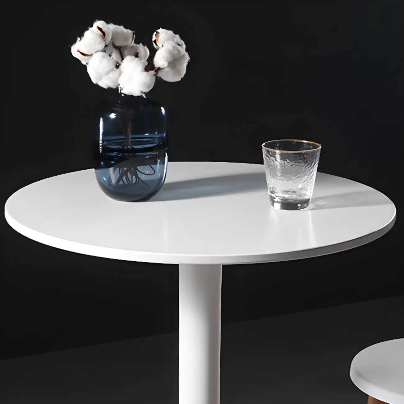 White Round Acrylic Tall Bistro Table Pedestal Base Image - 9