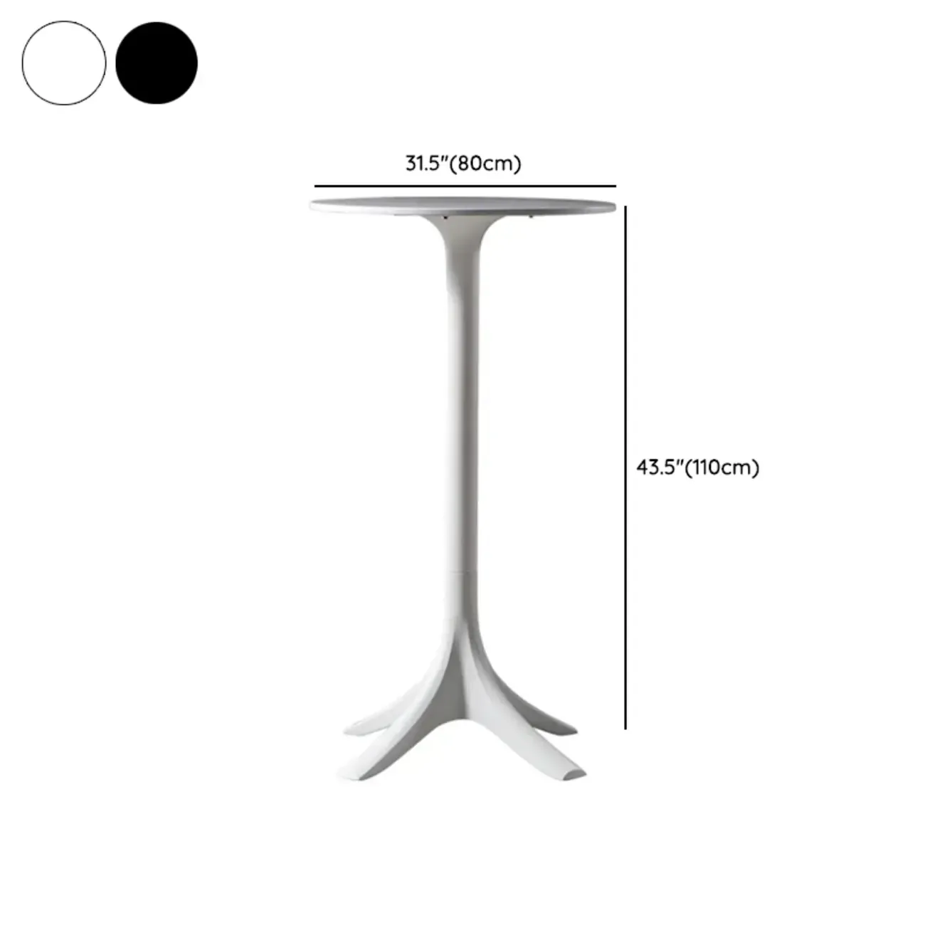 White Round Acrylic Tall Bistro Table Pedestal Base Image - 14