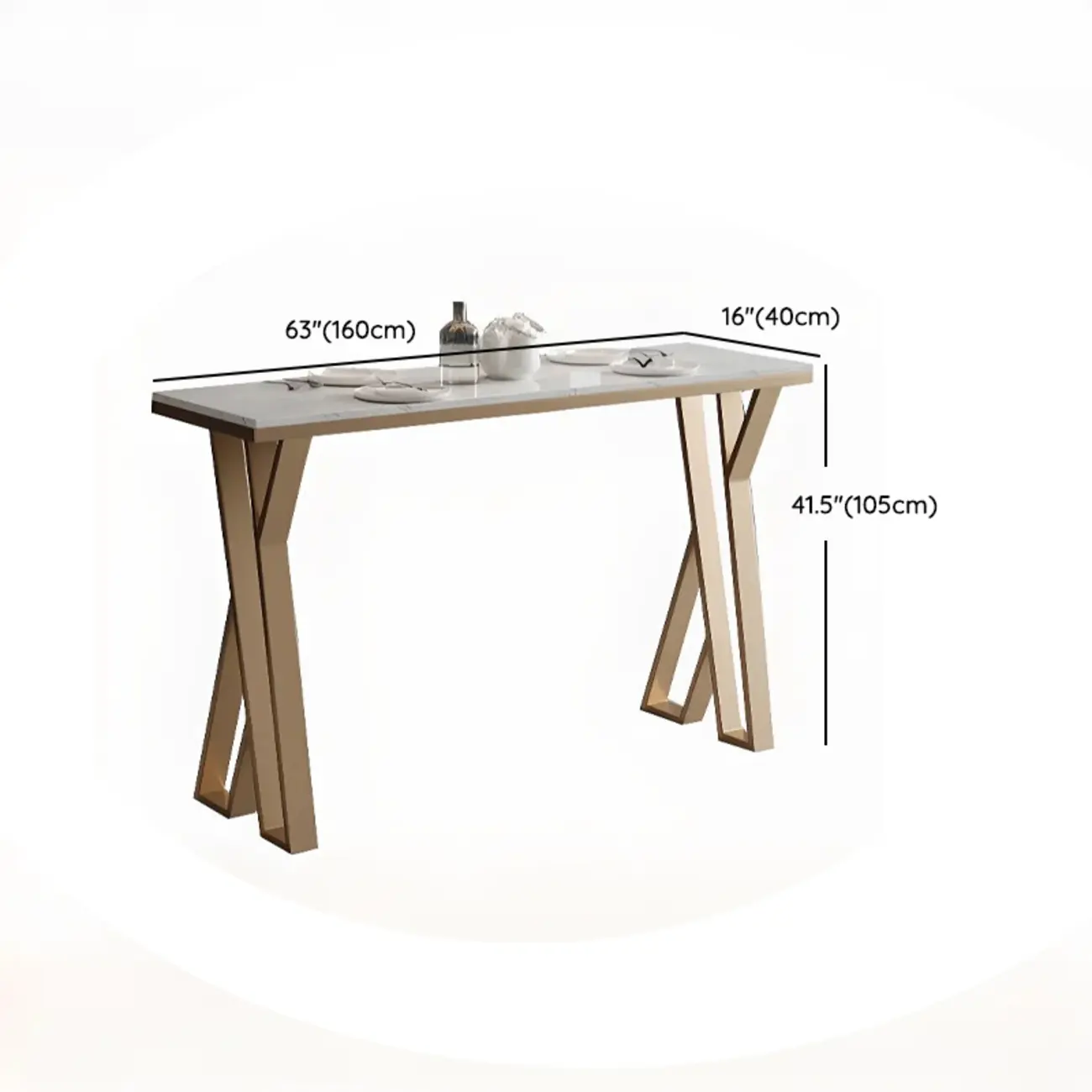 Glam Gold Metal Bar Tables with Faux Marble Top Image - 11 | homeyfad