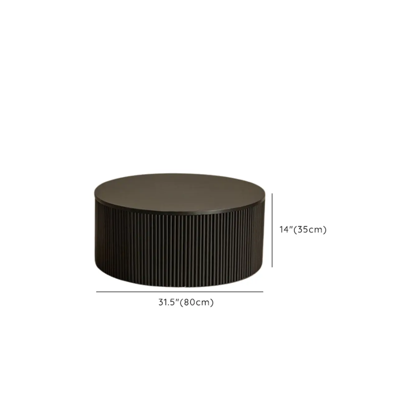 Simple Black Pine Round Drawer Coffee Table Image - 9 | homeyfad