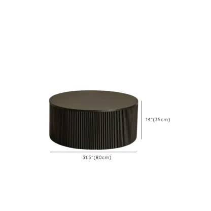Simple Black Pine Round Drawer Coffee Table Image - 9