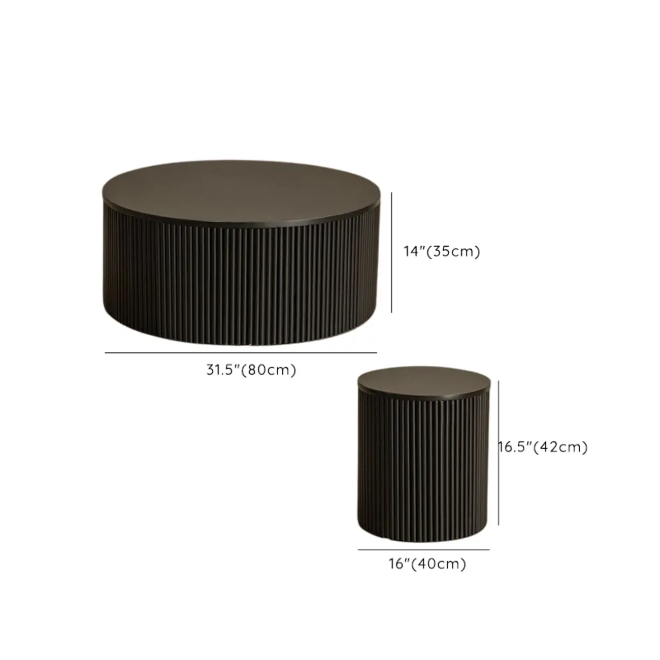 Simple Black Pine Round Drawer Coffee Table Image - 11 | homeyfad