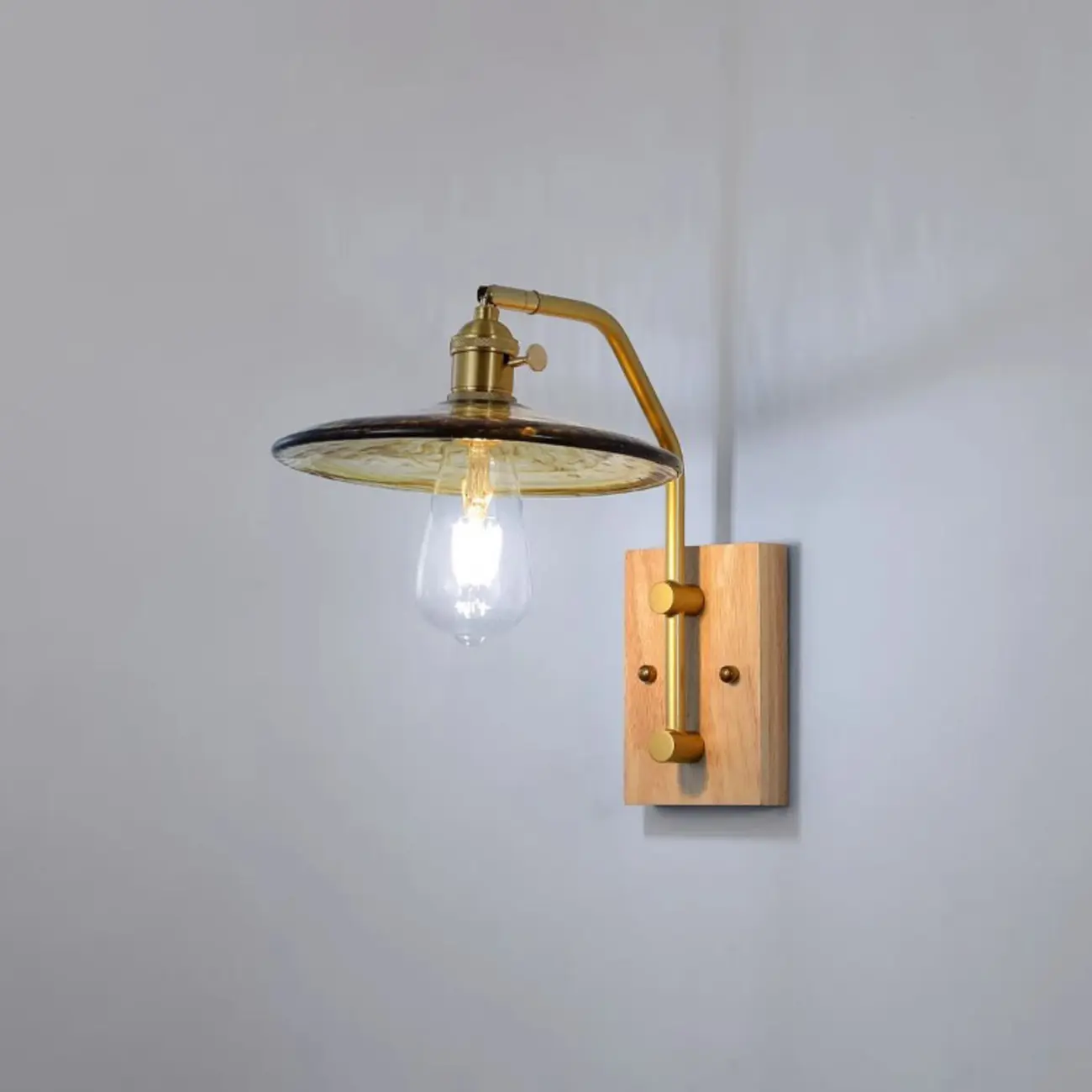 Industrial Indoor Wall Sconce with Shelf and Brass Finish Image - 3 | homeyfad