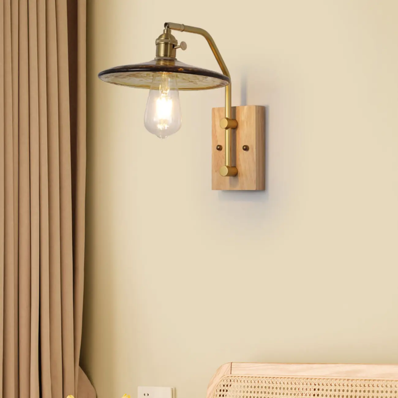 Industrial Indoor Wall Sconce with Shelf and Brass Finish Image - 7 | homeyfad