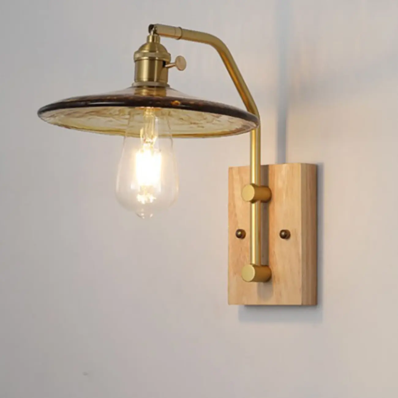 Industrial Indoor Wall Sconce with Shelf and Brass Finish Image - 8 | homeyfad