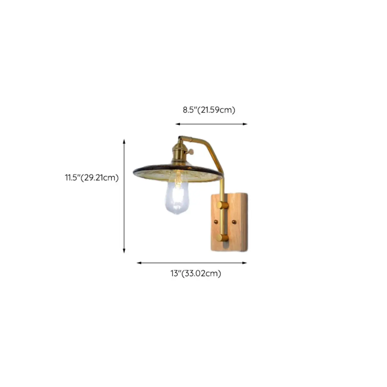 Industrial Indoor Wall Sconce with Shelf and Brass Finish #size | homeyfad