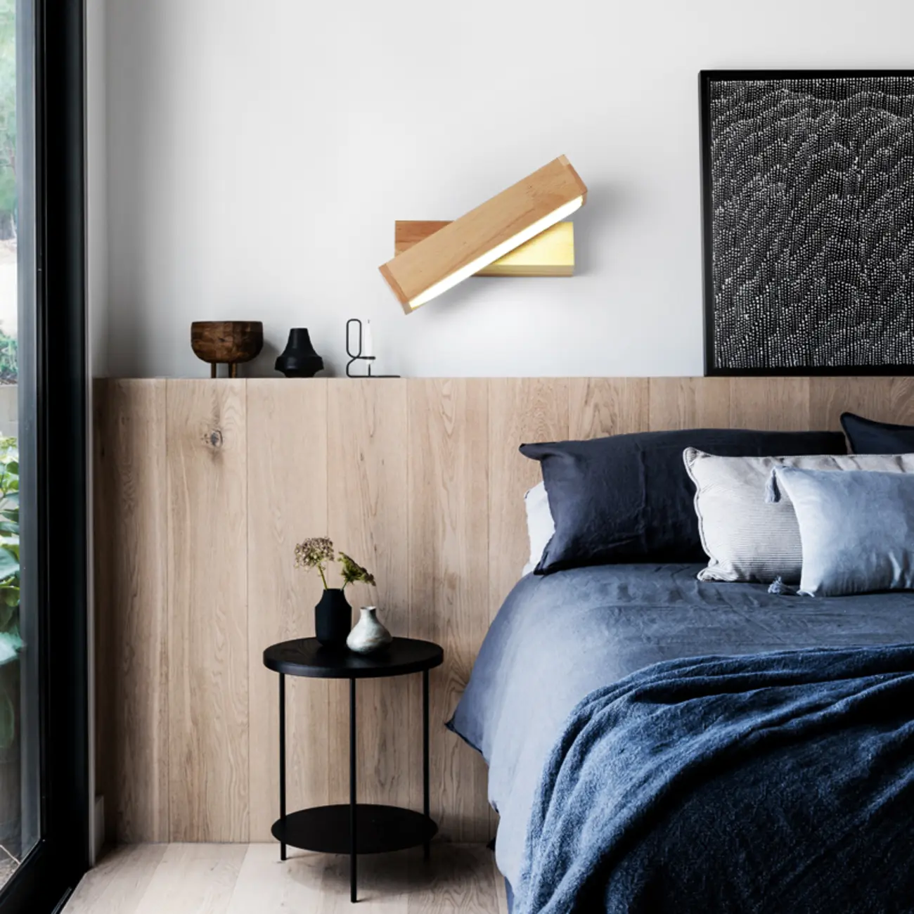 Rotatable Linear Wooden LED Wall Sconce for Bedside Decor | homeyfad