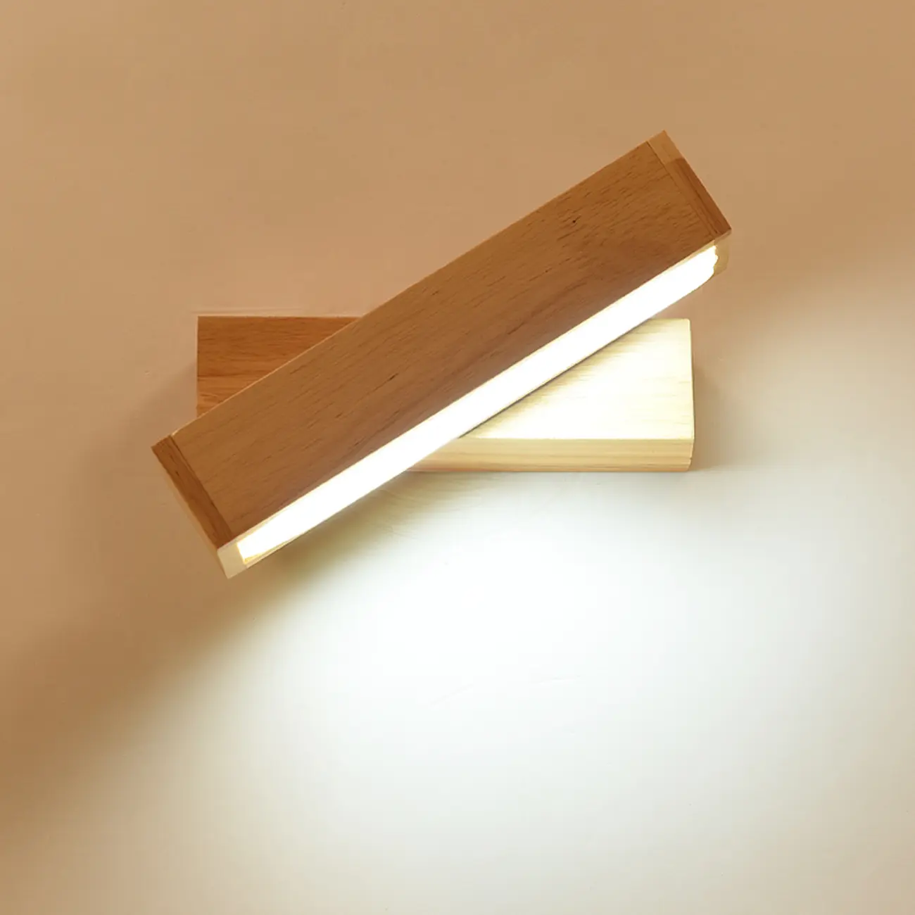 Rotatable Linear Wooden LED Wall Sconce for Bedside Decor | homeyfad