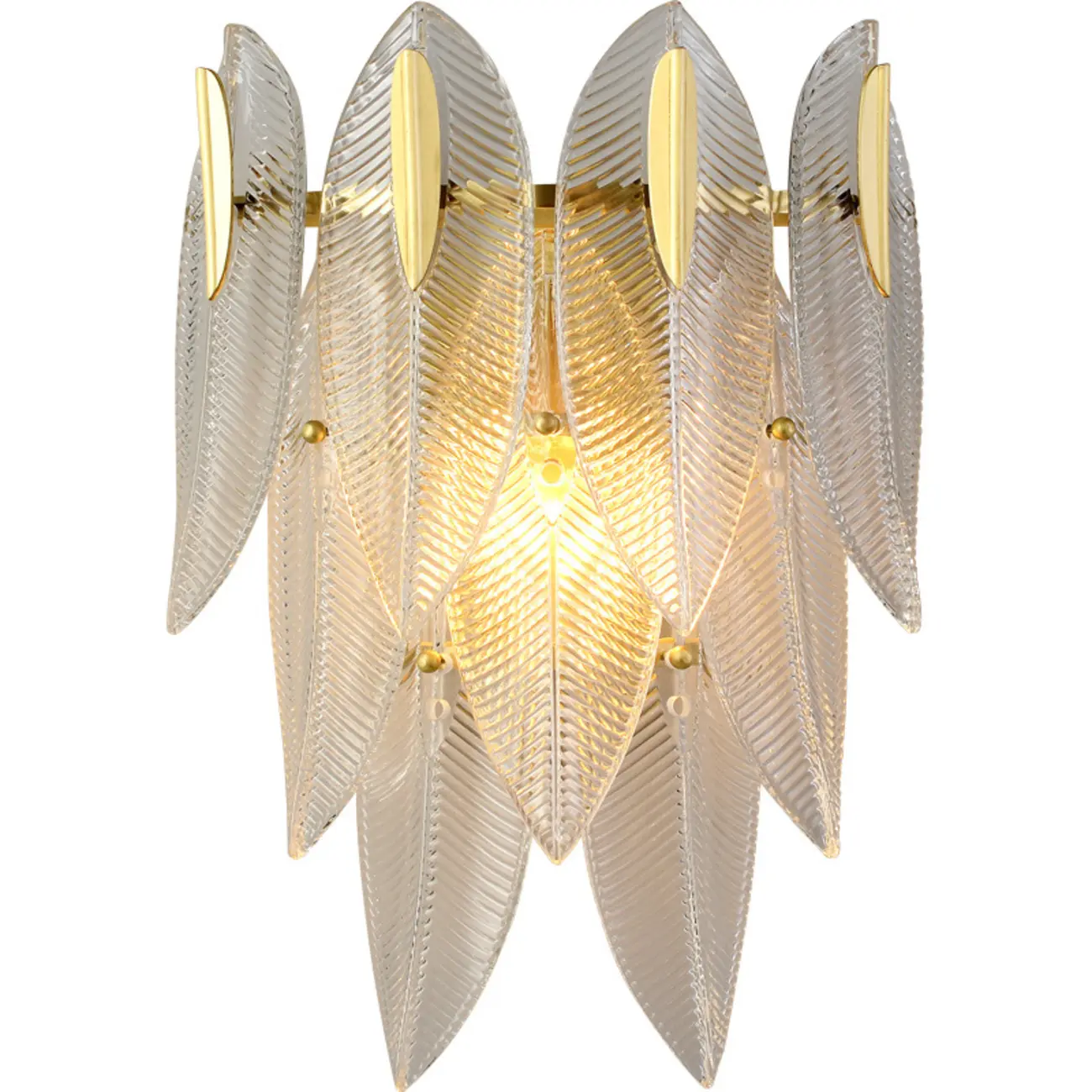 Modern 2-Light Tiered Wall Sconce with Glass Leaves & LED Image - 5 | homeyfad
