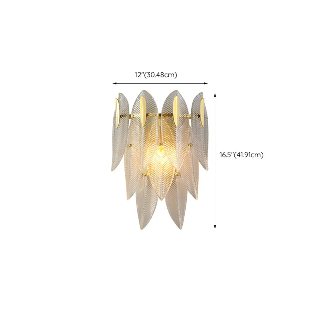 Modern 2-Light Tiered Wall Sconce with Glass Leaves & LED #size | homeyfad