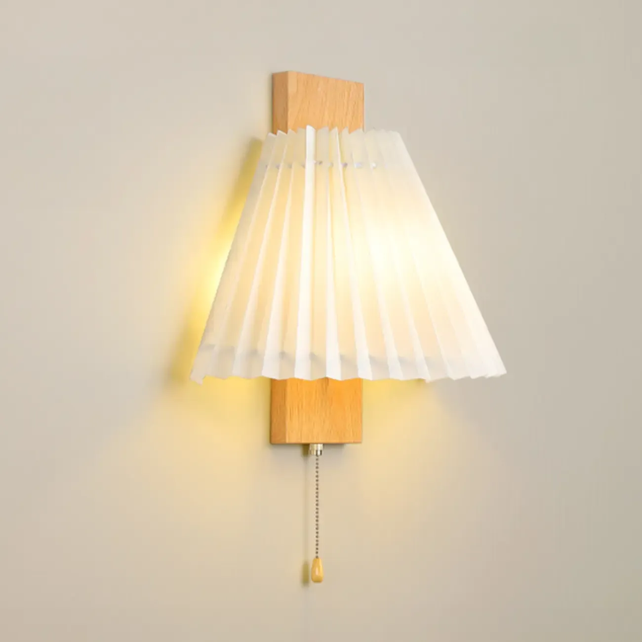 Modern Pleated Wall Sconce with Pull Chain for Living Room | HomeyFad