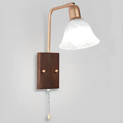 Modern Swing Arm Wall Light with White Glass Shade Image - 5