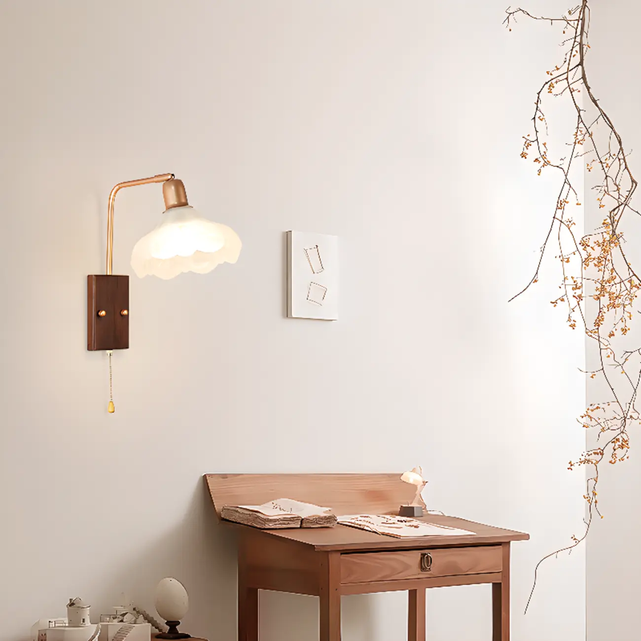 Modern Swing Arm Wall Light with White Glass Shade Image - 6 | homeyfad