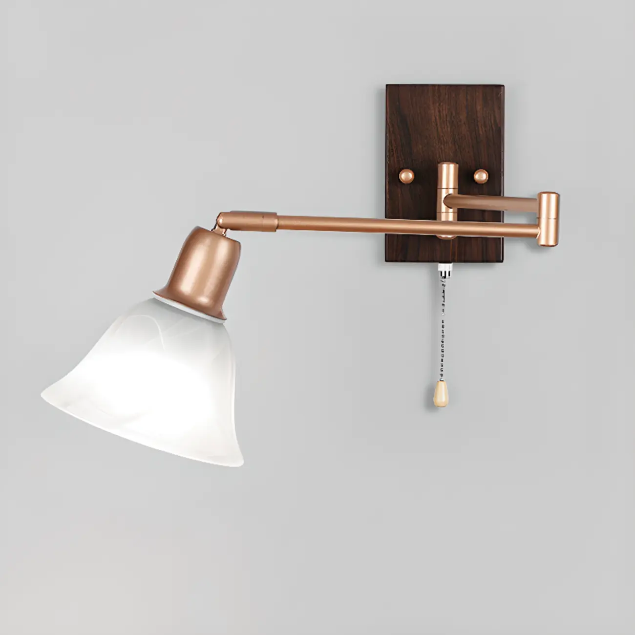 Modern Swing Arm Wall Light with White Glass Shade Image - 2 | homeyfad